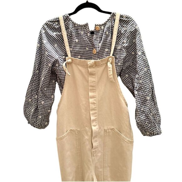 Madewell cropped gingham top buttons down back. Size small. - Picture 3 of 7